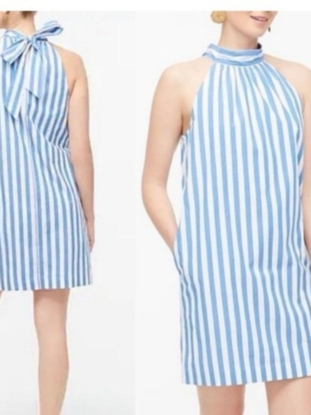 J.crew Factory blue and white stripe cotton mini dress